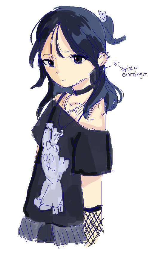 Edgy Ga-yeong design with fishnets and spiky earrings