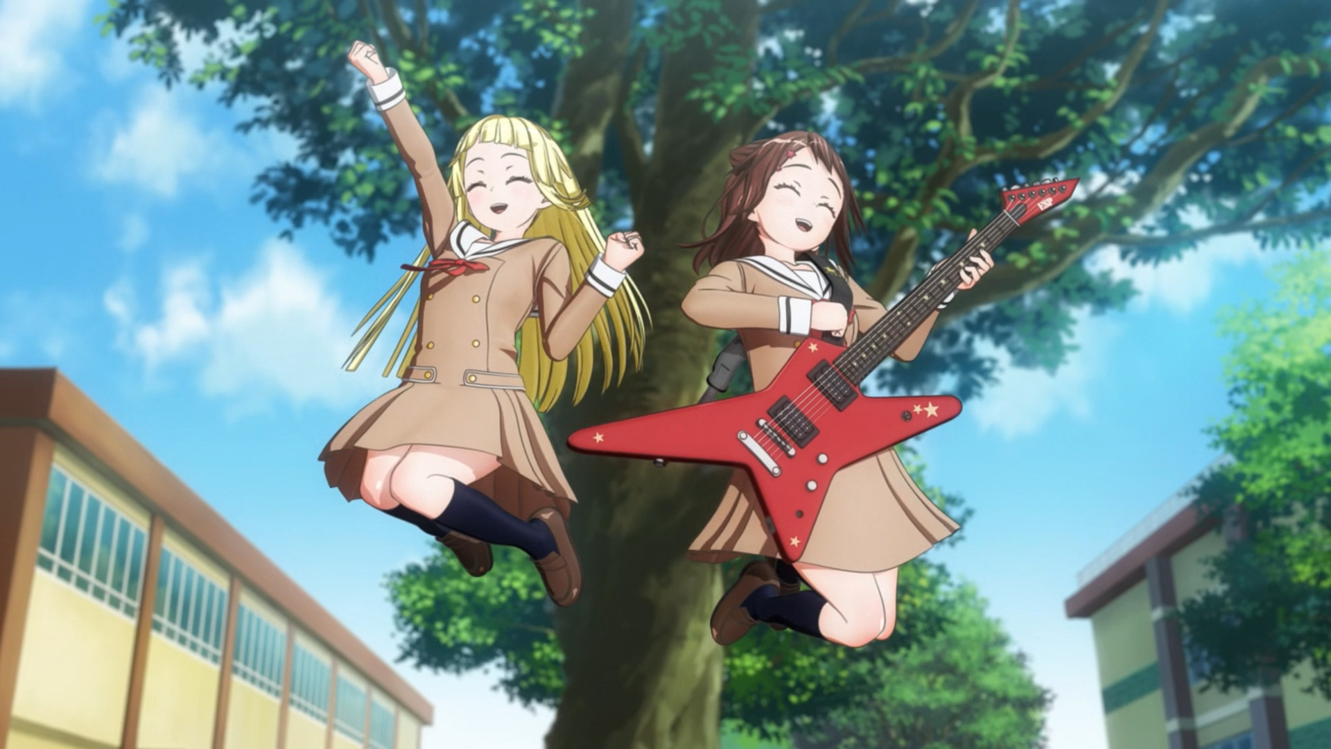 Kokoro and Kasumi jumping together