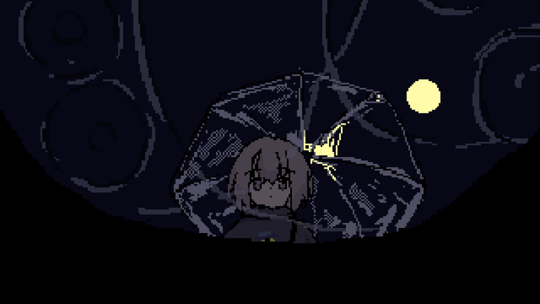 The puddle and moon get bigger.